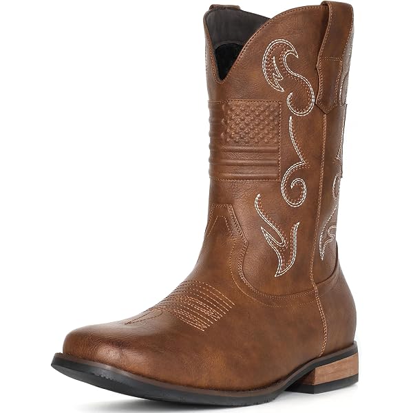 Amazon.com: femflame Cowboy Boots for Men Round Toe Embroidered